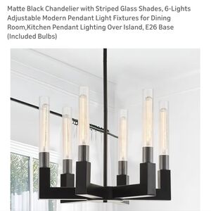 Matte Black Chandelier with Glass Shades